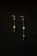 Brown Pearl Chain Earrings