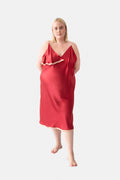 Silk Slip Dress in Red